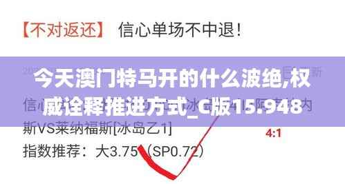 今天澳门特马开的什么波绝,权威诠释推进方式_C版15.948
