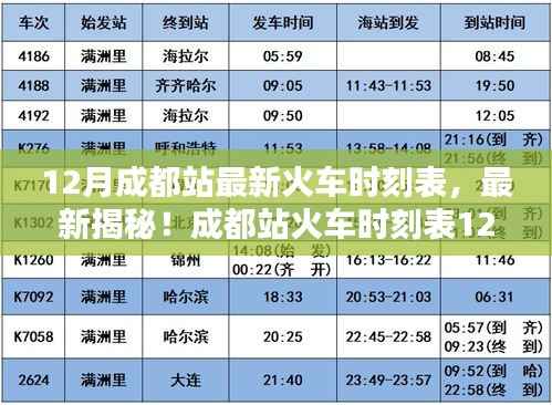 揭秘!成都站火车时刻表十二月版,出行信息一手掌握