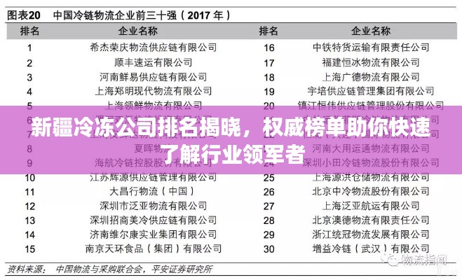 新疆冷冻公司排名揭晓,权威榜单助你快速了解行业领军者